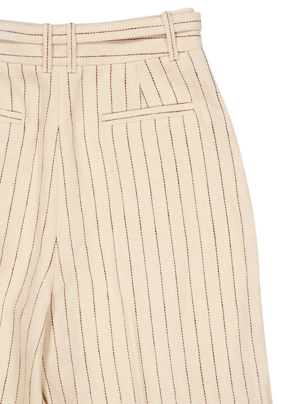 Zimmermann Pinstripe Belted Trousers In Neutral