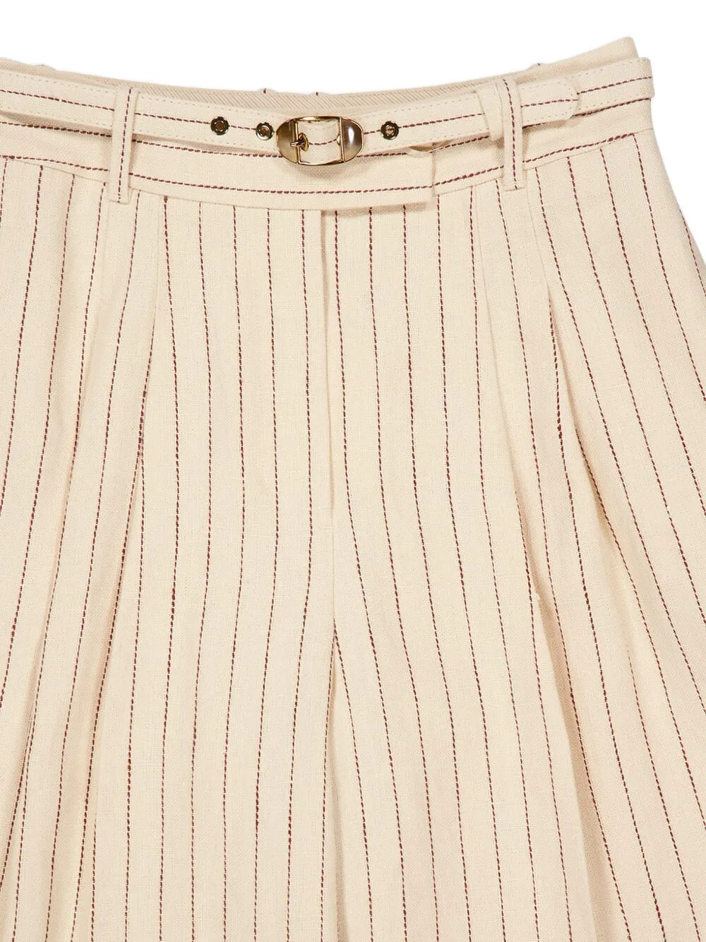 Zimmermann Pinstripe Belted Trousers In Neutral
