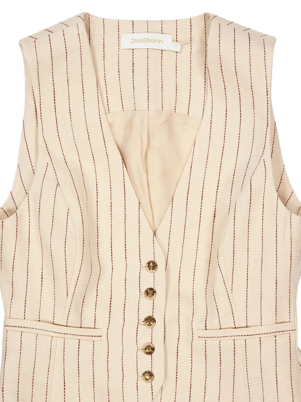 Zimmermann Pinstripe Button Vest In Neutral