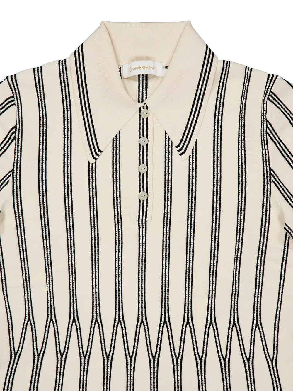 Zimmermann Long-sleeve Polo Top In Multi