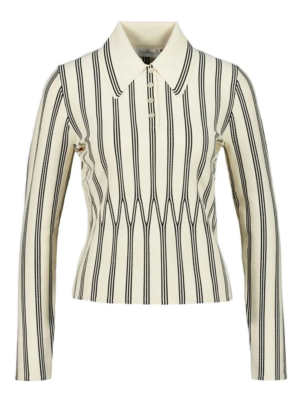 Zimmermann Long-sleeve Polo Top In Multi