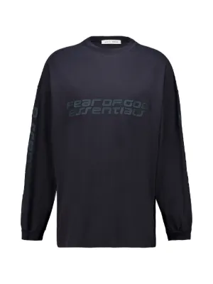 トップス AWENDE FEAR LONG SLEEVE FEAR OF GOD ESSENTIALS logo-print long-sleeve T-shirt | Purple