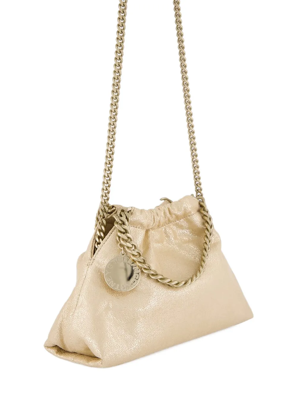 Stella Mccartney Mini Falabella Drawstring Chain-strap Shoulder Bag In Neutral