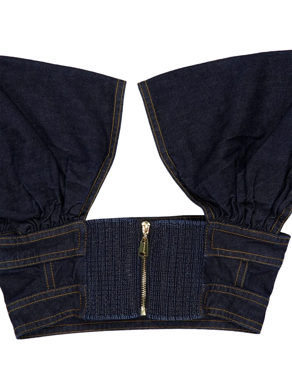 Zimmermann Rebellion Puffed-sleeve Denim Top In Blue