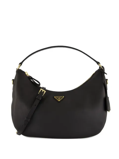 Prada zip leather shoulder bag
