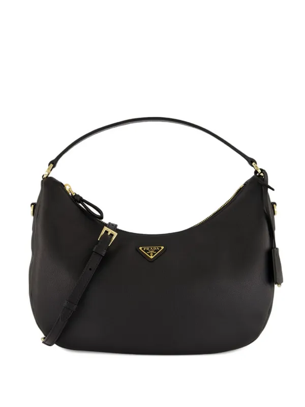 Prada Logo-plaque Shoulder Bag in Black
