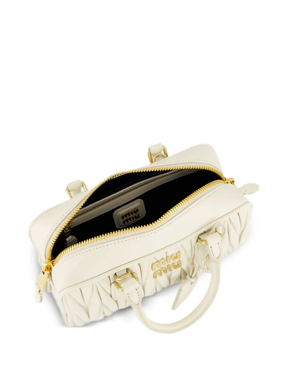 Miu Arco leren shopper Beige