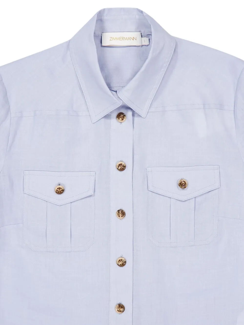 Zimmermann Safari Buttoned Shirt In Blue