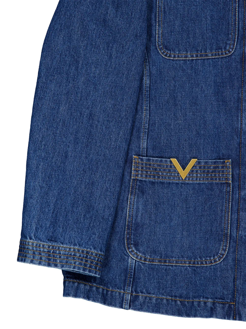 Valentino Garavani VLogo denim jack met contrasterend stiksel Blauw