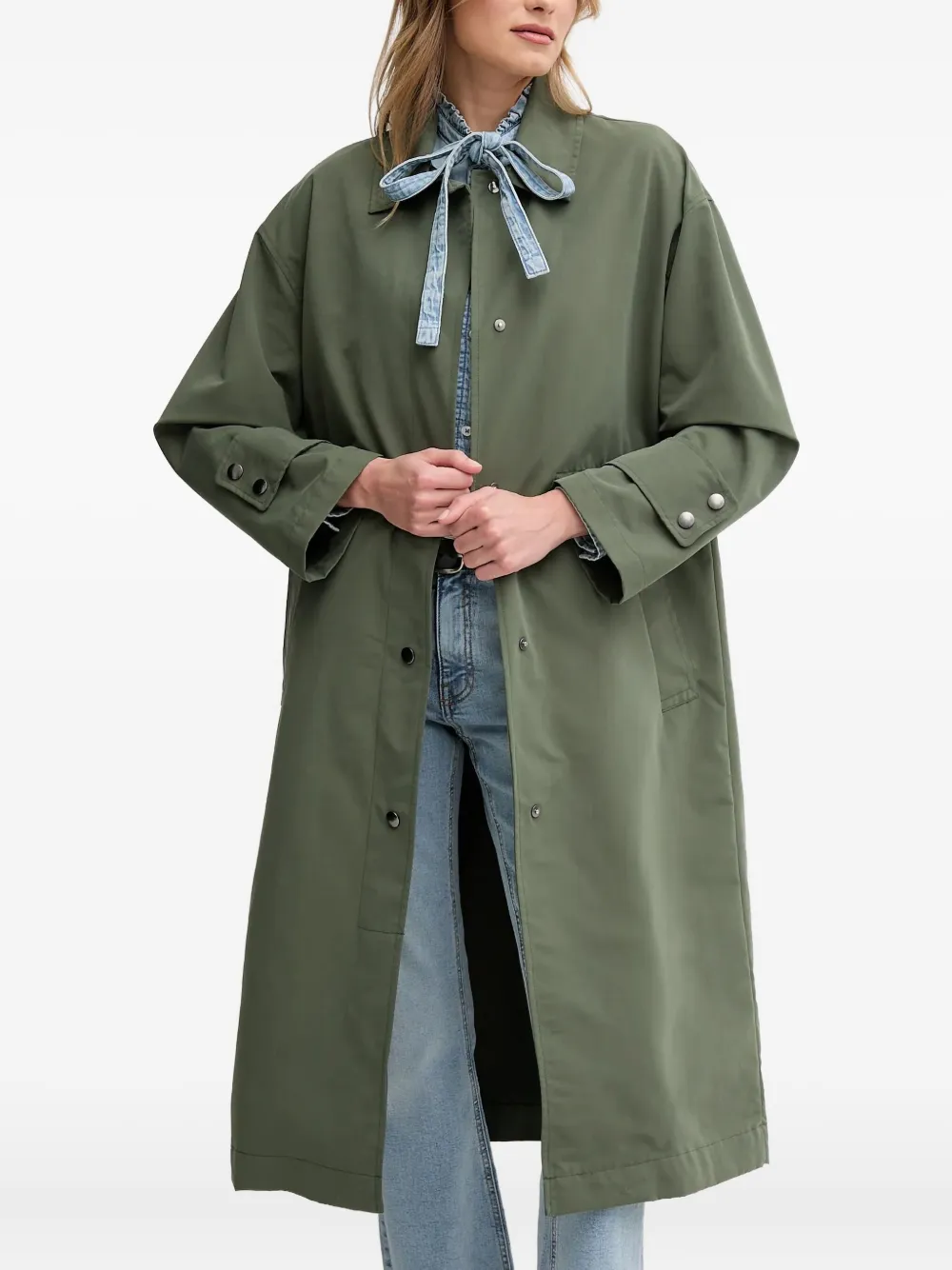 Benetton buttoned cuff coat | Green | Image 1