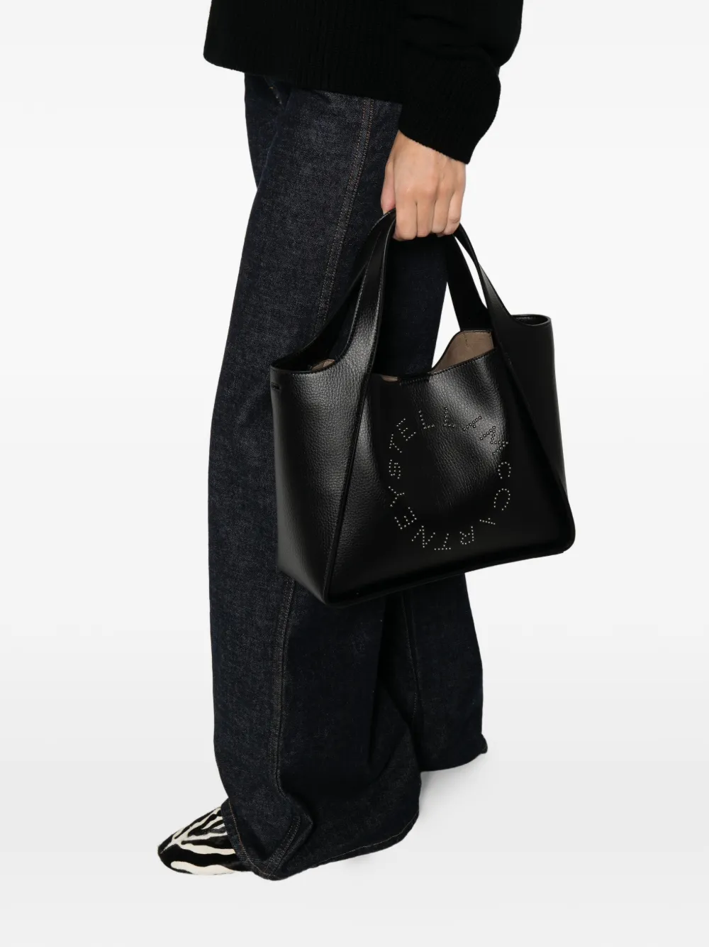Stella McCartney logo-detail leather tote bag - Zwart