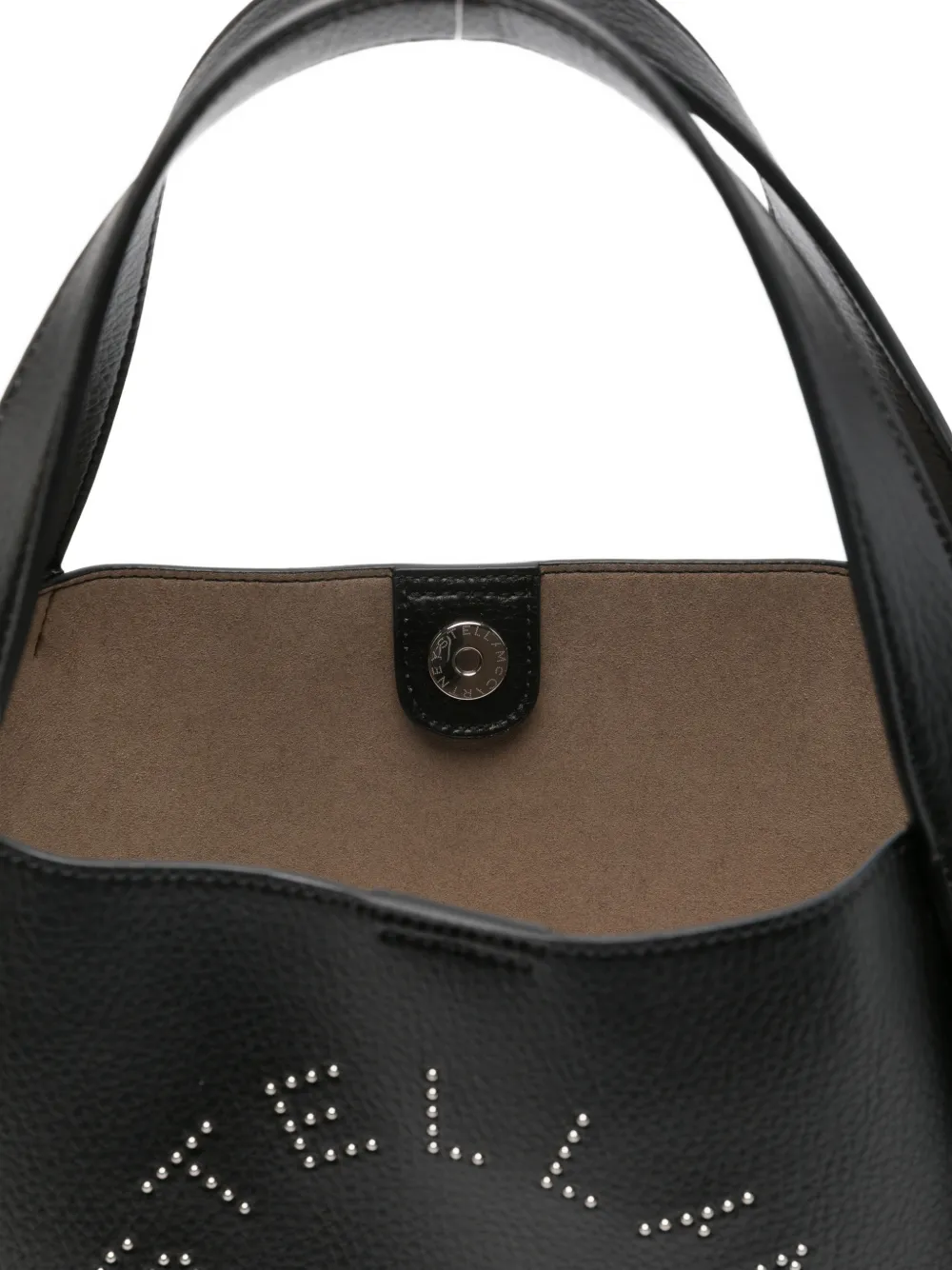 Stella Mccartney Leather Tote Bag With Logo Detail In Black