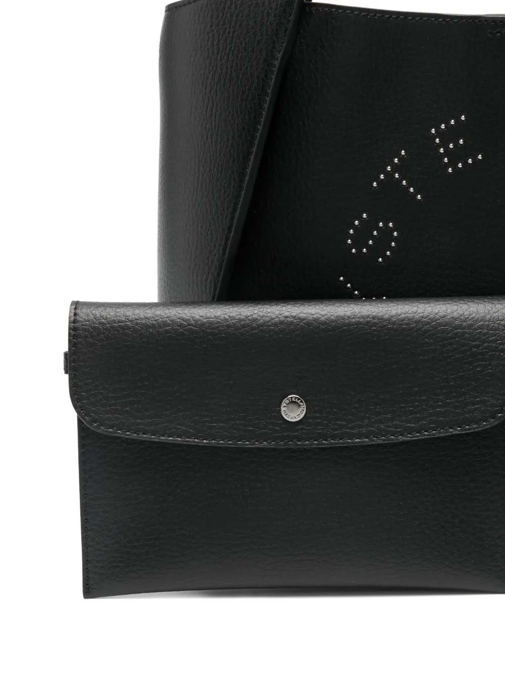 Stella Mccartney Leather Tote Bag With Logo Detail In Black