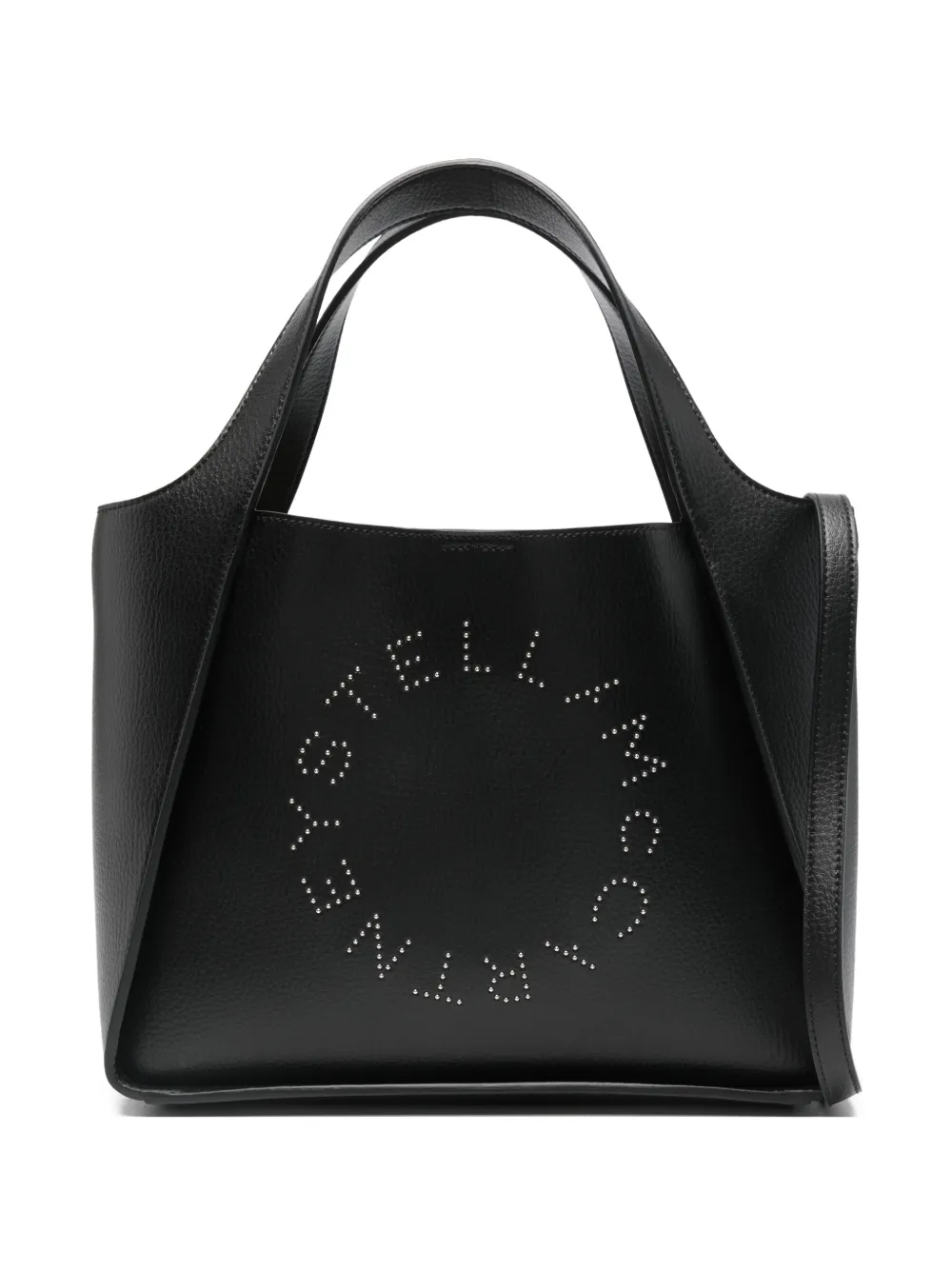 Stella Mccartney Leather Tote Bag With Logo Detail In Black