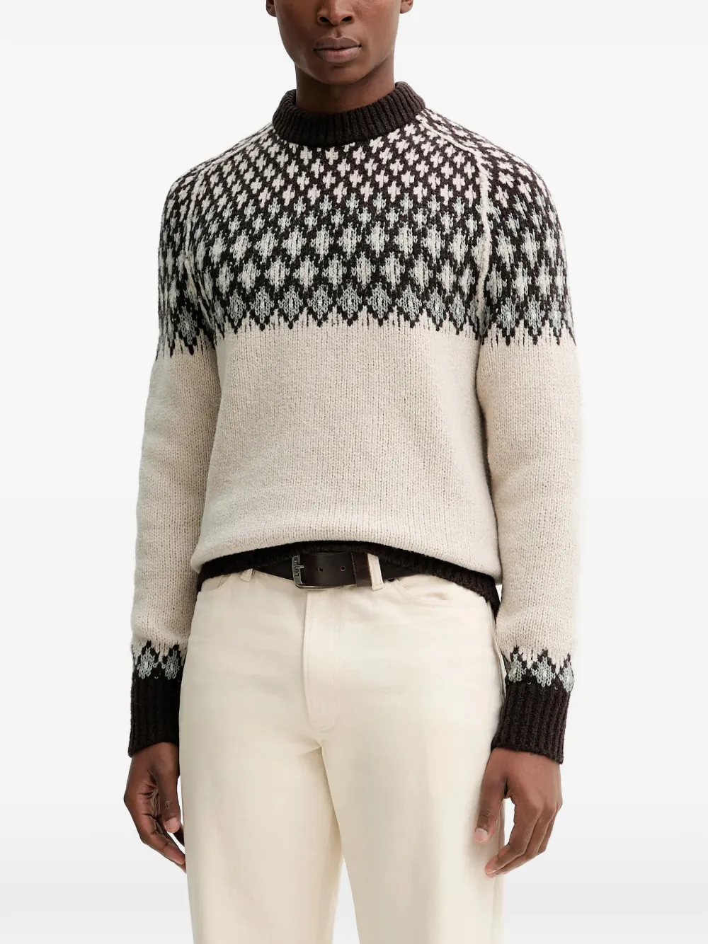 Marc O'Polo patterned crew neck sweater | Neutrals | Image 1