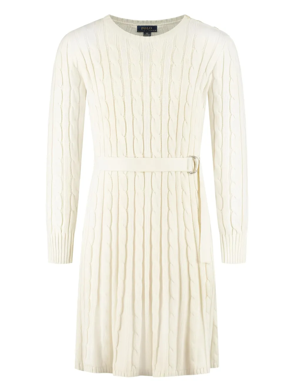 POLO RALPH LAUREN KIDS ケーブルニット ベルテッド ワンピース - ニュートラル POLO RALPH LAUREN KIDS ケーブルニット ベルテッド ワンピース - ニュートラル