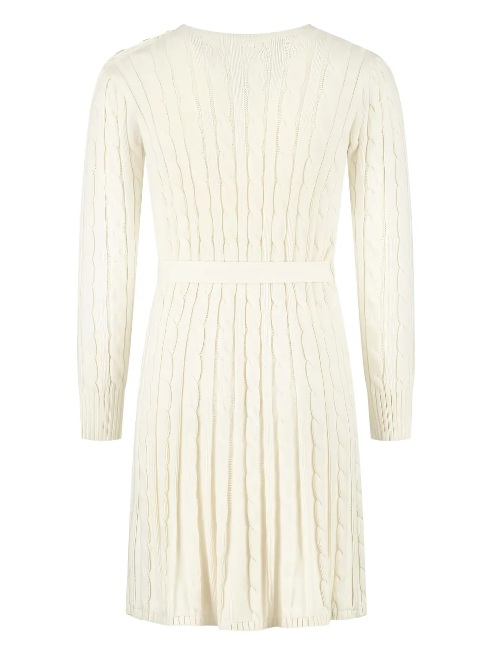 POLO RALPH LAUREN KIDS Kabelgebreide jurk met ceintuur Beige