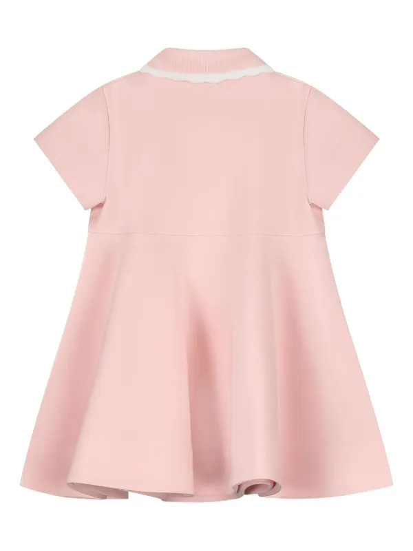 pink fendi dress Lace Midi with long logo ribbons and metal rings that accentuate the figure Fendi FF monogram pink mini