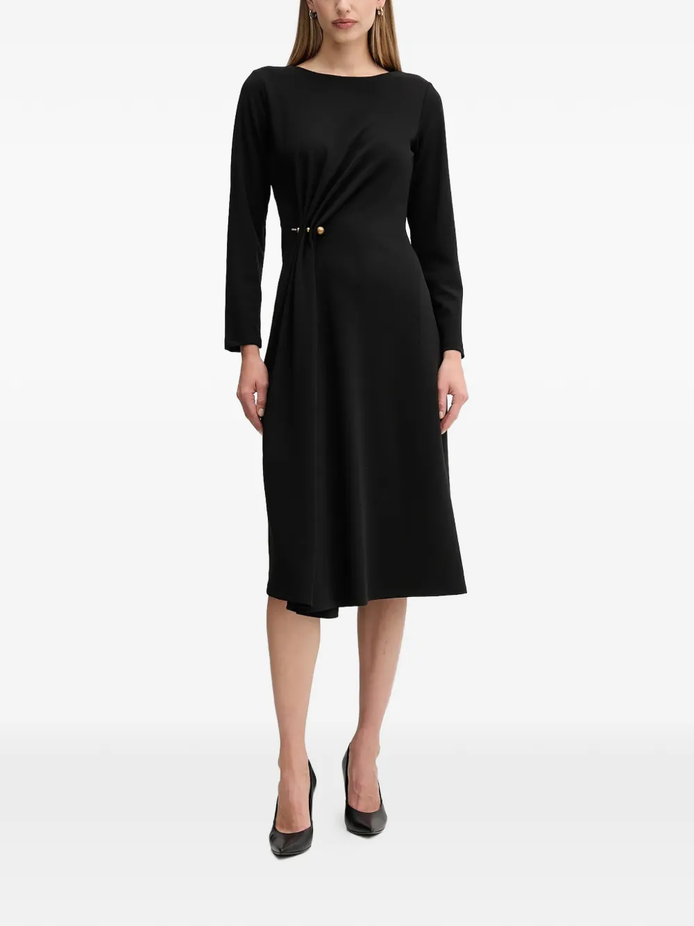 Sandro Ferrone gathered-pin midi dress - Nero