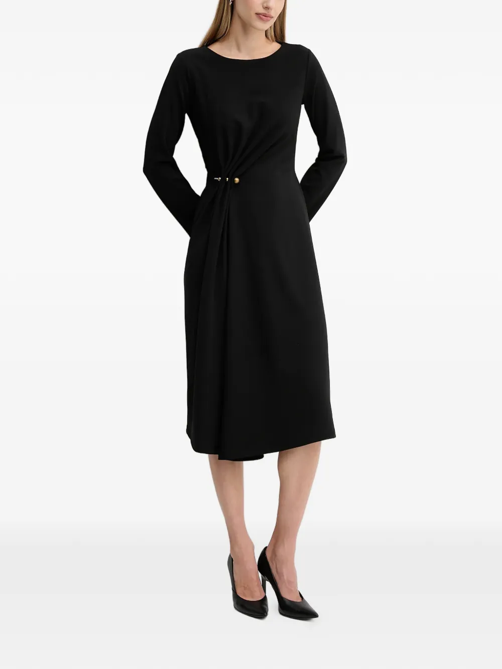 Sandro Ferrone gathered-pin midi dress - Zwart