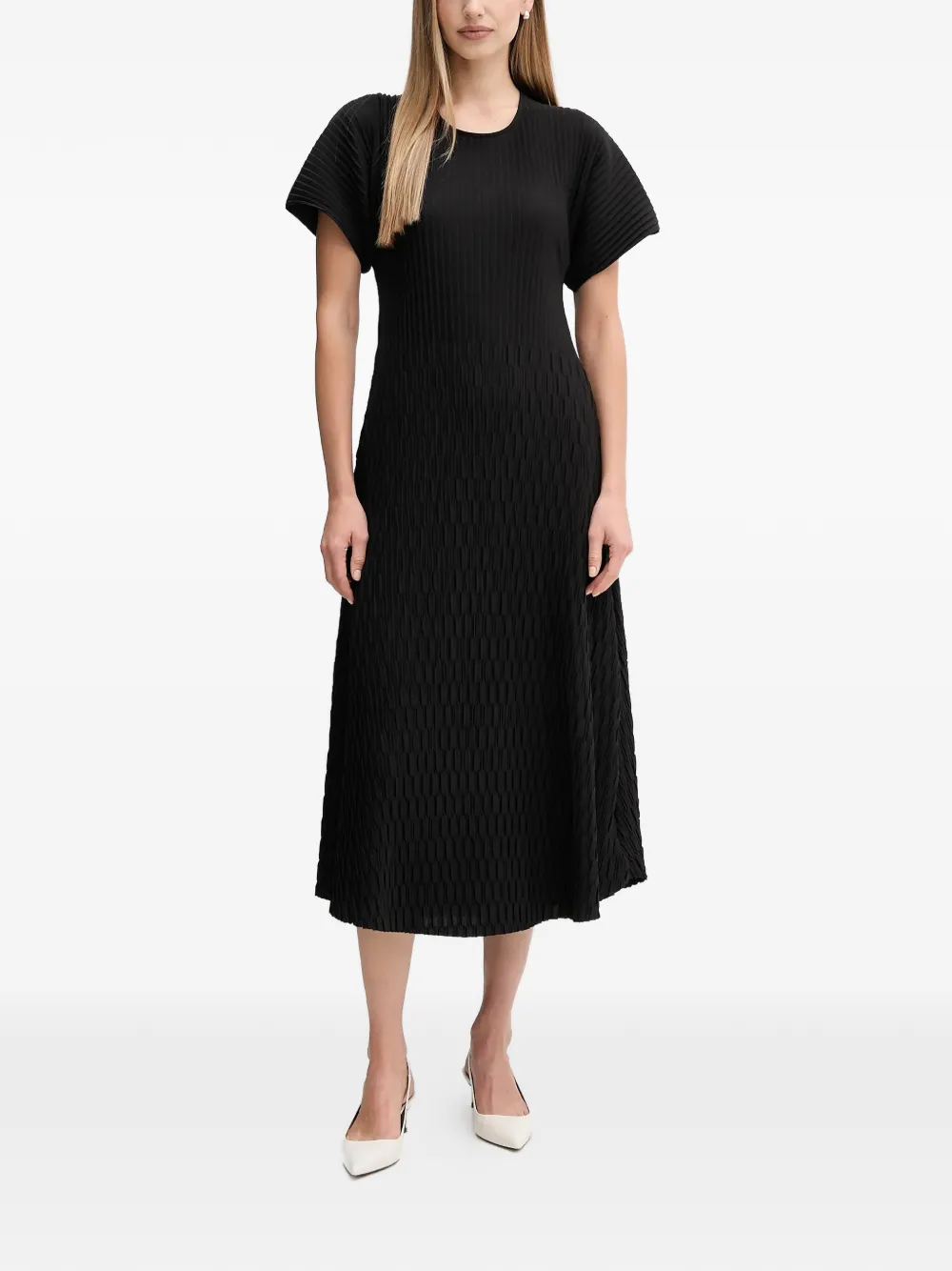 Sandro Ferrone Bacillo pleated midi dress - Nero