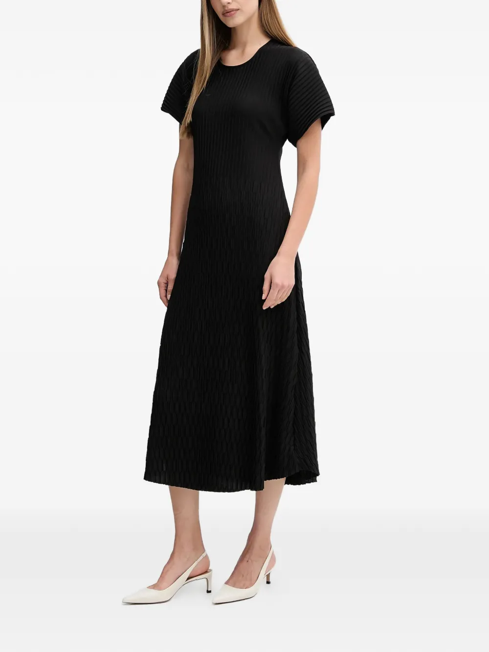 Sandro Ferrone Bacillo pleated midi dress - Zwart