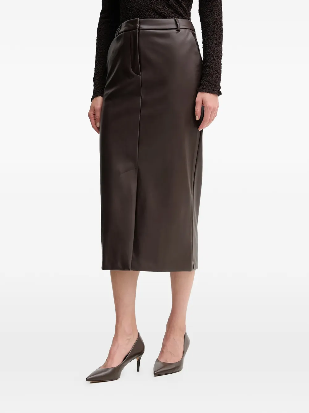Sandro Ferrone slit midi pencil skirt - Braun