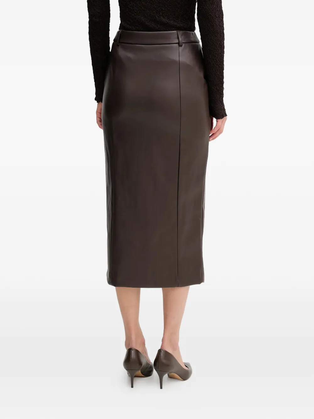  Sandro Ferrone Slit Midi Pencil Skirt - Brown 