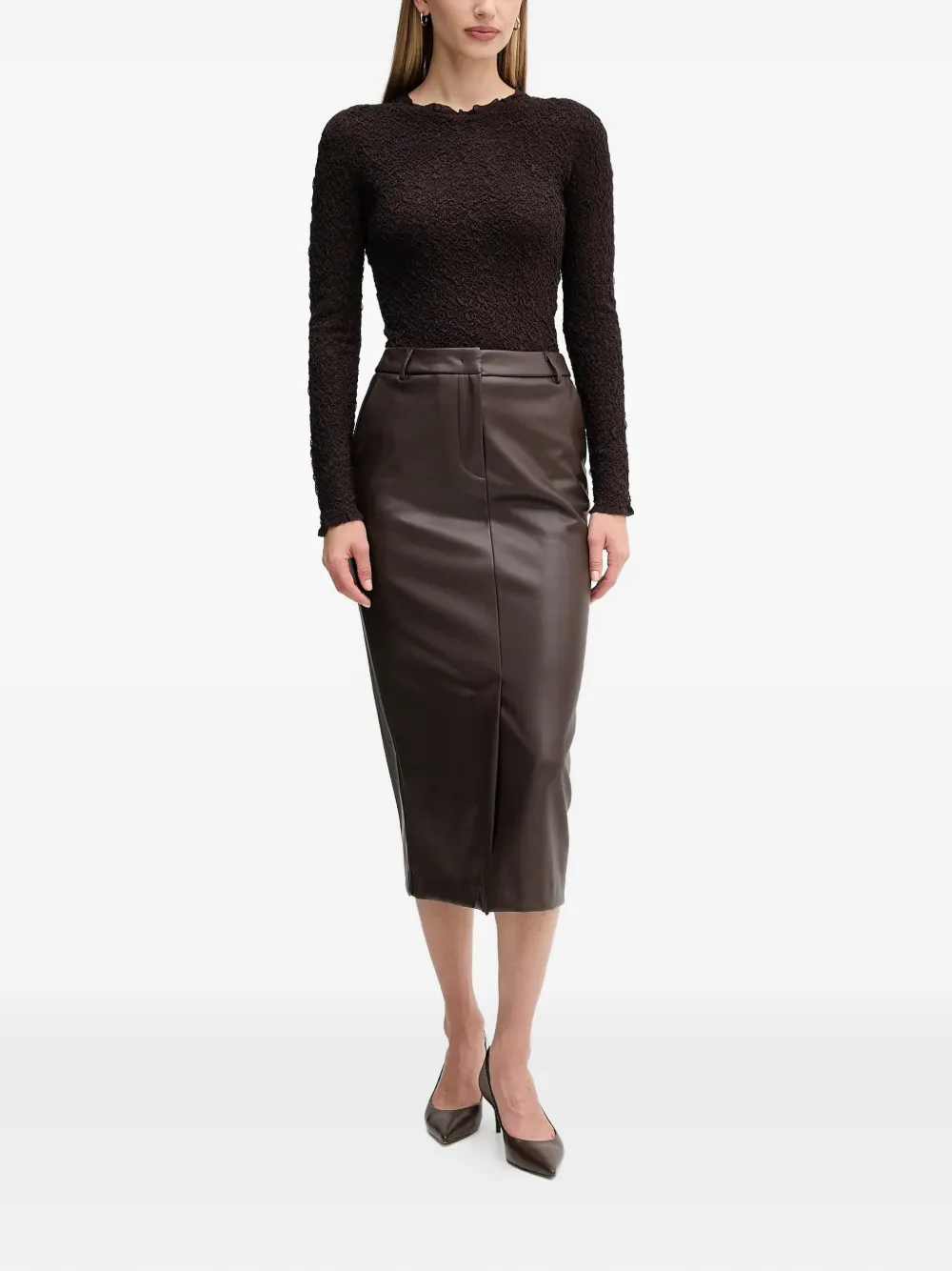 Sandro Ferrone slit midi pencil skirt - Bruin