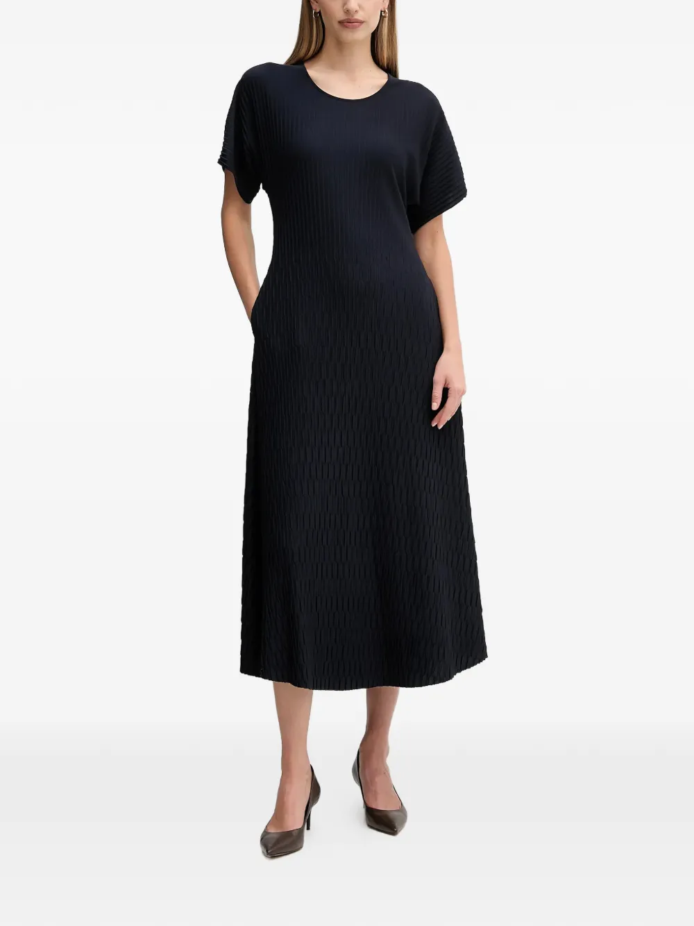 Sandro Ferrone pleated A-line midi dress - Blauw