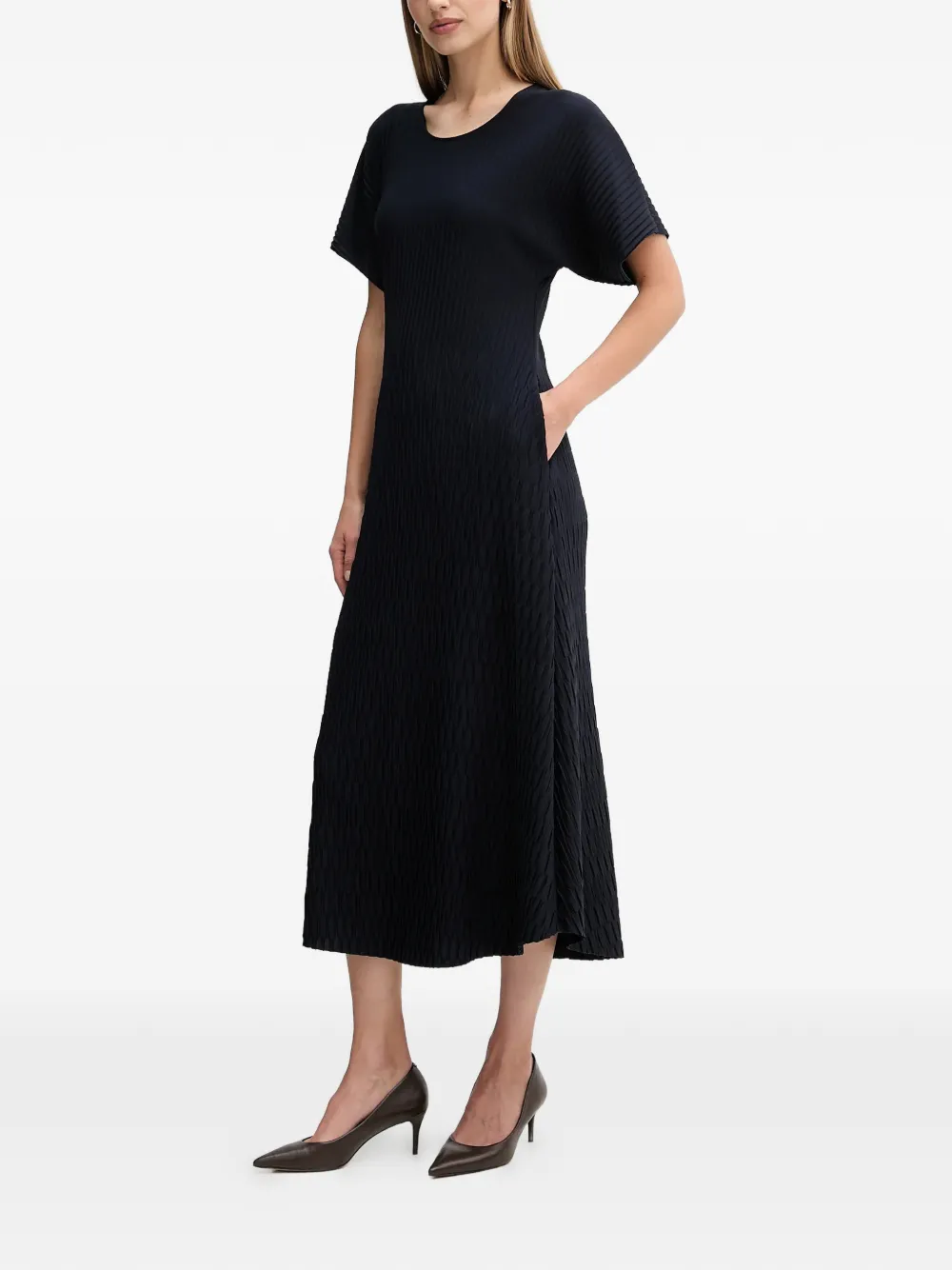  Sandro Ferrone Pleated A-line Midi Dress - Blue 