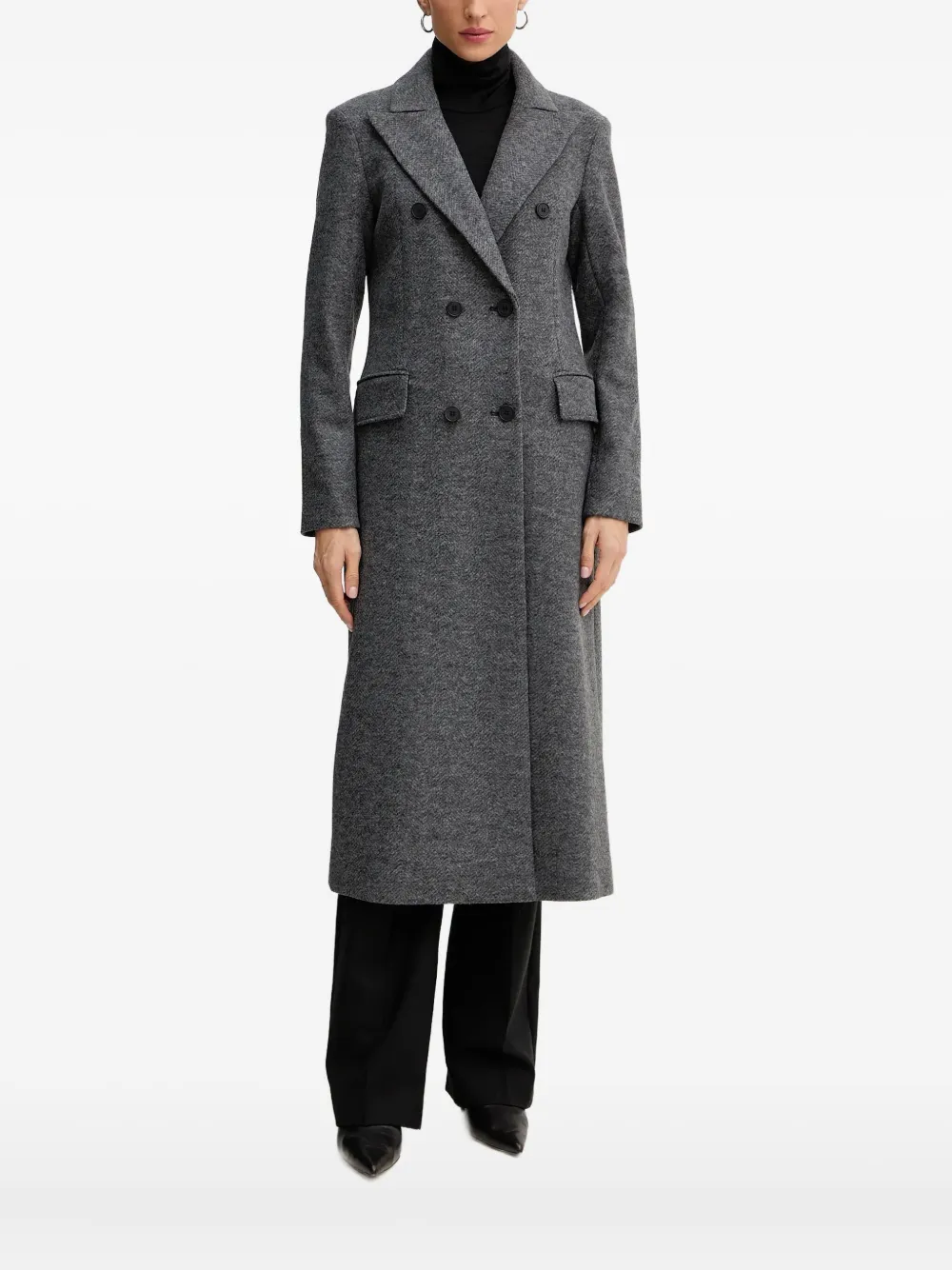 Silvian Heach Double-breasted Buttoned Coat In Gray