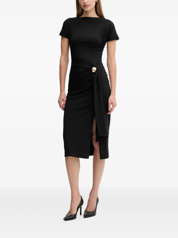 Sandro Ferrone ring.detail Midi Dress | Black | FARFETCH