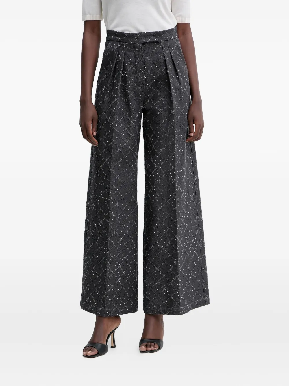SIMONA CORSELLINI pleated patterned trousers | Grey | Image 1