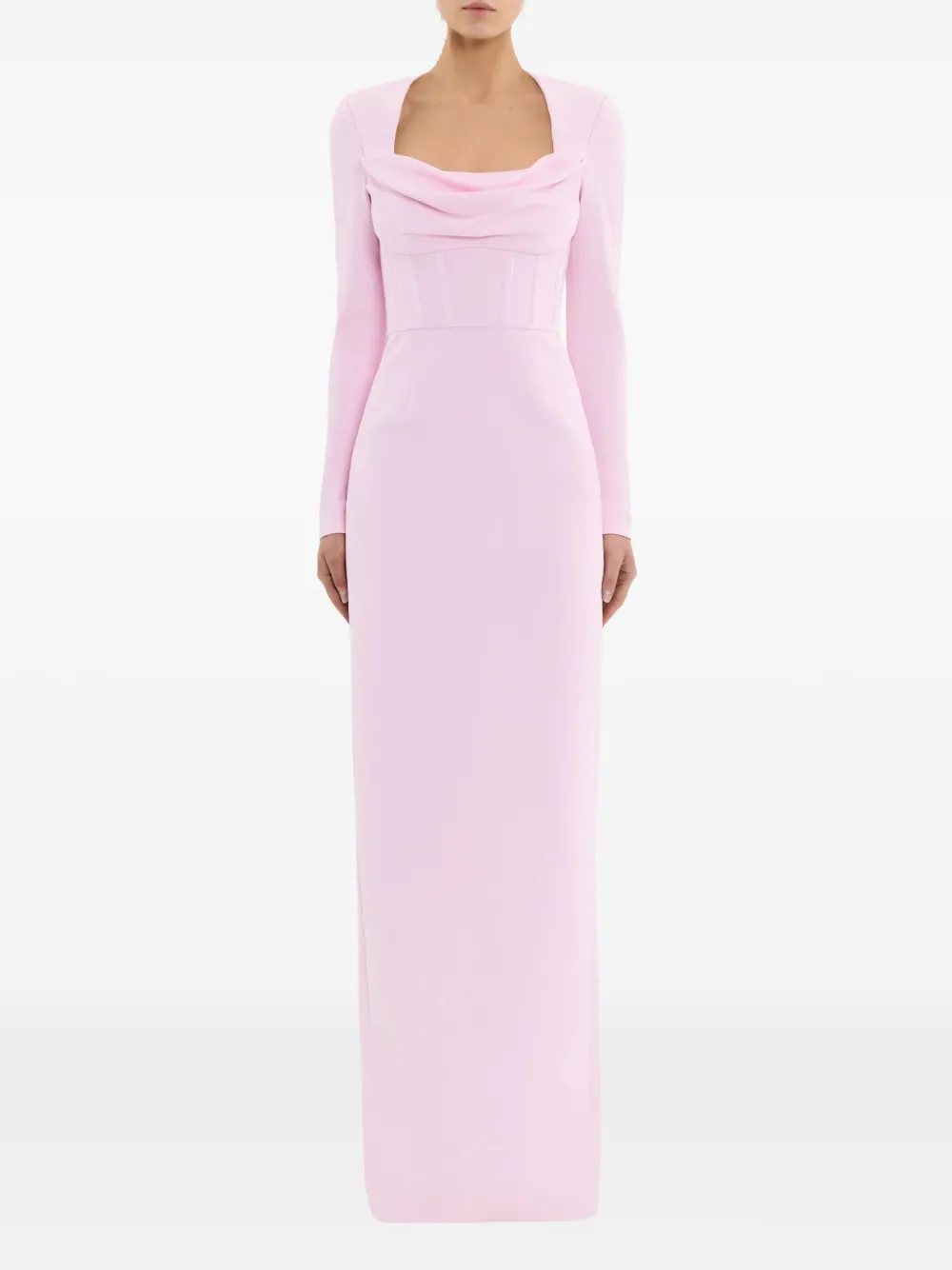 Rebecca Vallance Nemy maxi-jurk met lange mouwen en col - Roze