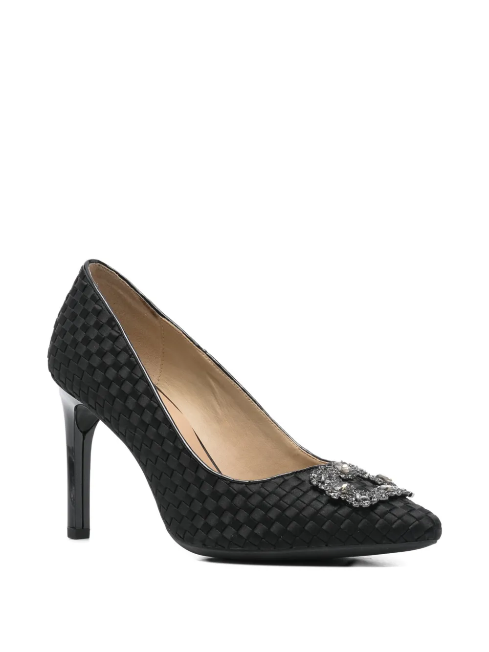 Geox 90mm Faviola Woven Embellishmed Pumps In Black