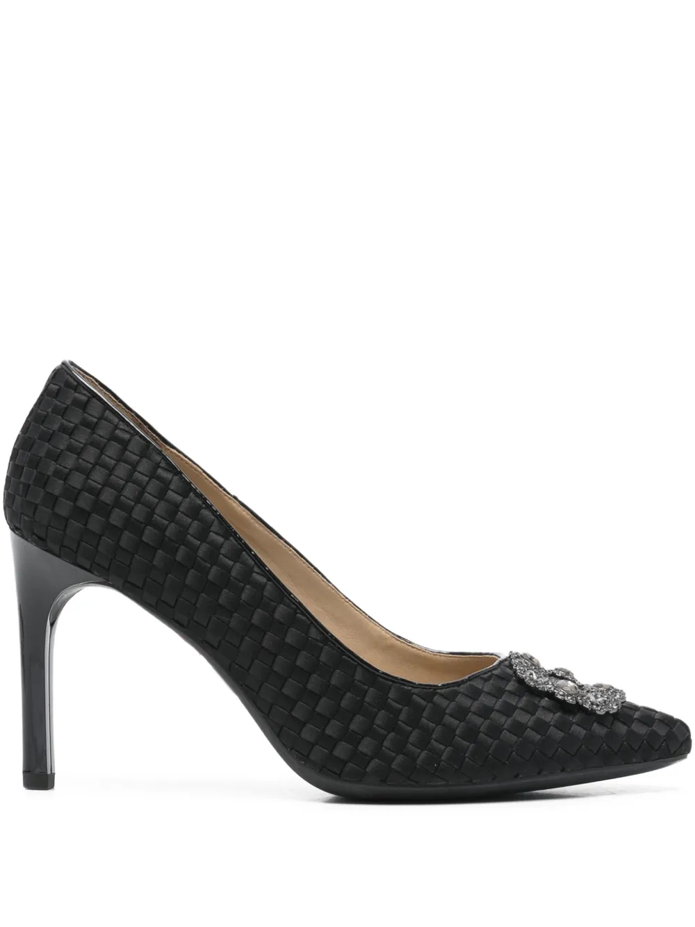 Geox 90mm Faviola Woven Embellishmed Pumps In Black