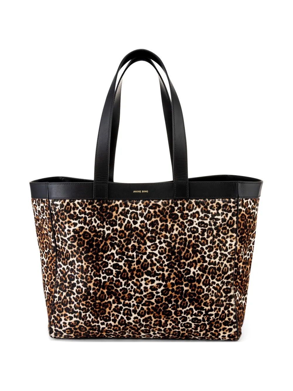 ANINE BING Borsa tote Rio media con stampa leopardata - Toni neutri