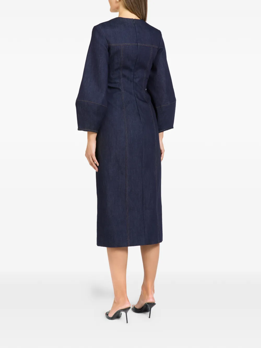 Florence & Fortitude Jurk met vierkante hals Blauw