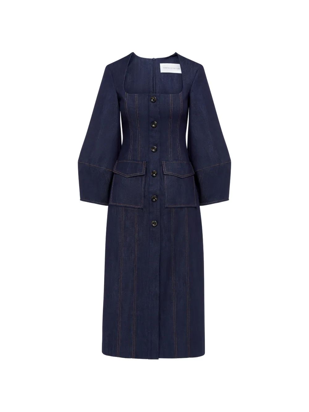 Florence & Fortitude square neck button dress - Blu