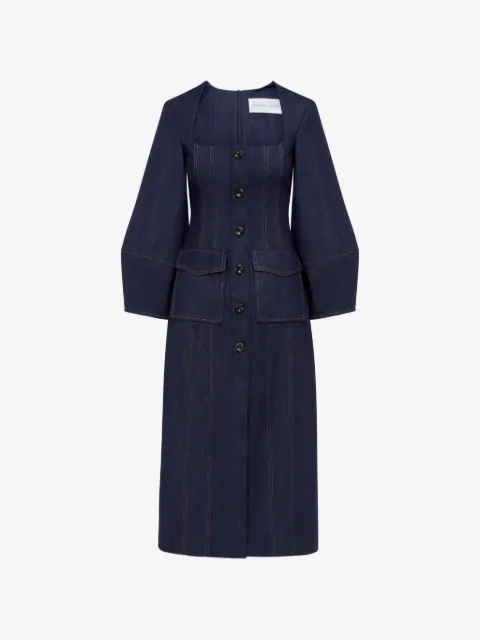 Florence & Fortitude vestido con cuello cuadrado y botones