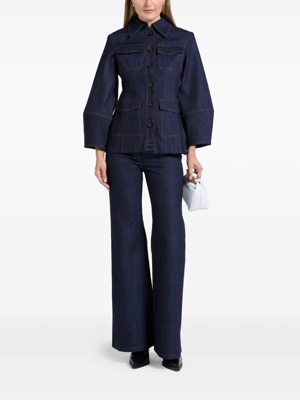 Florence & Fortitude Flared denim broek Blauw