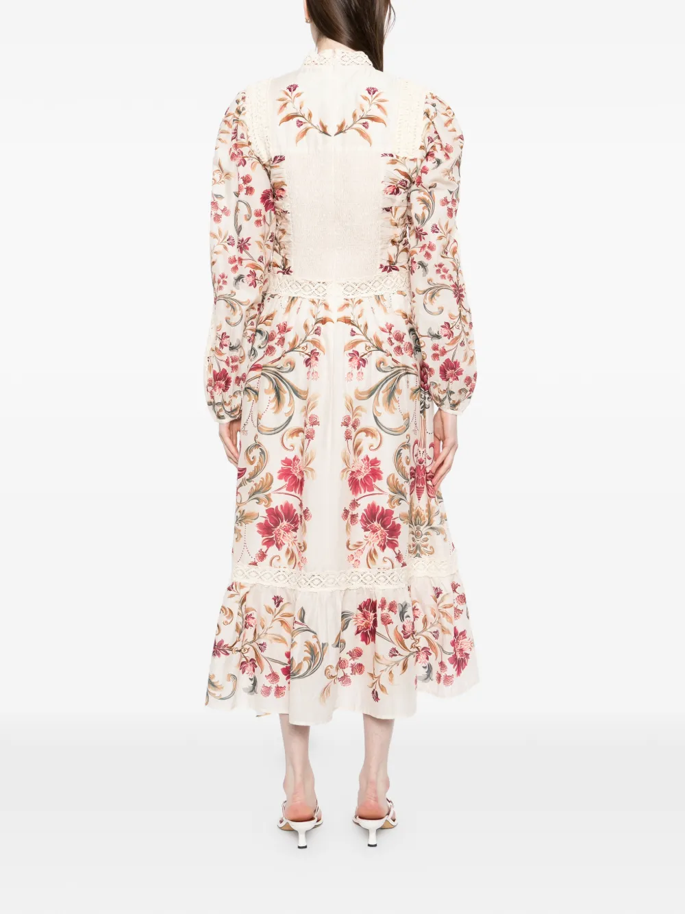 FARM Rio Royal Garden midi-jurk Beige