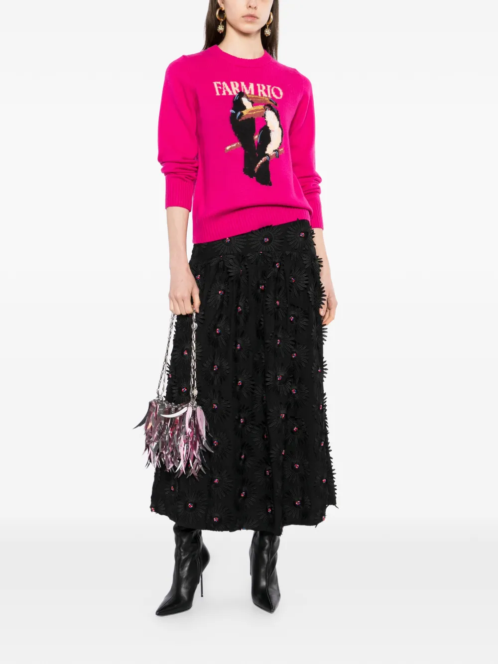  Farm Rio Toucan-applique Sweater - Pink 