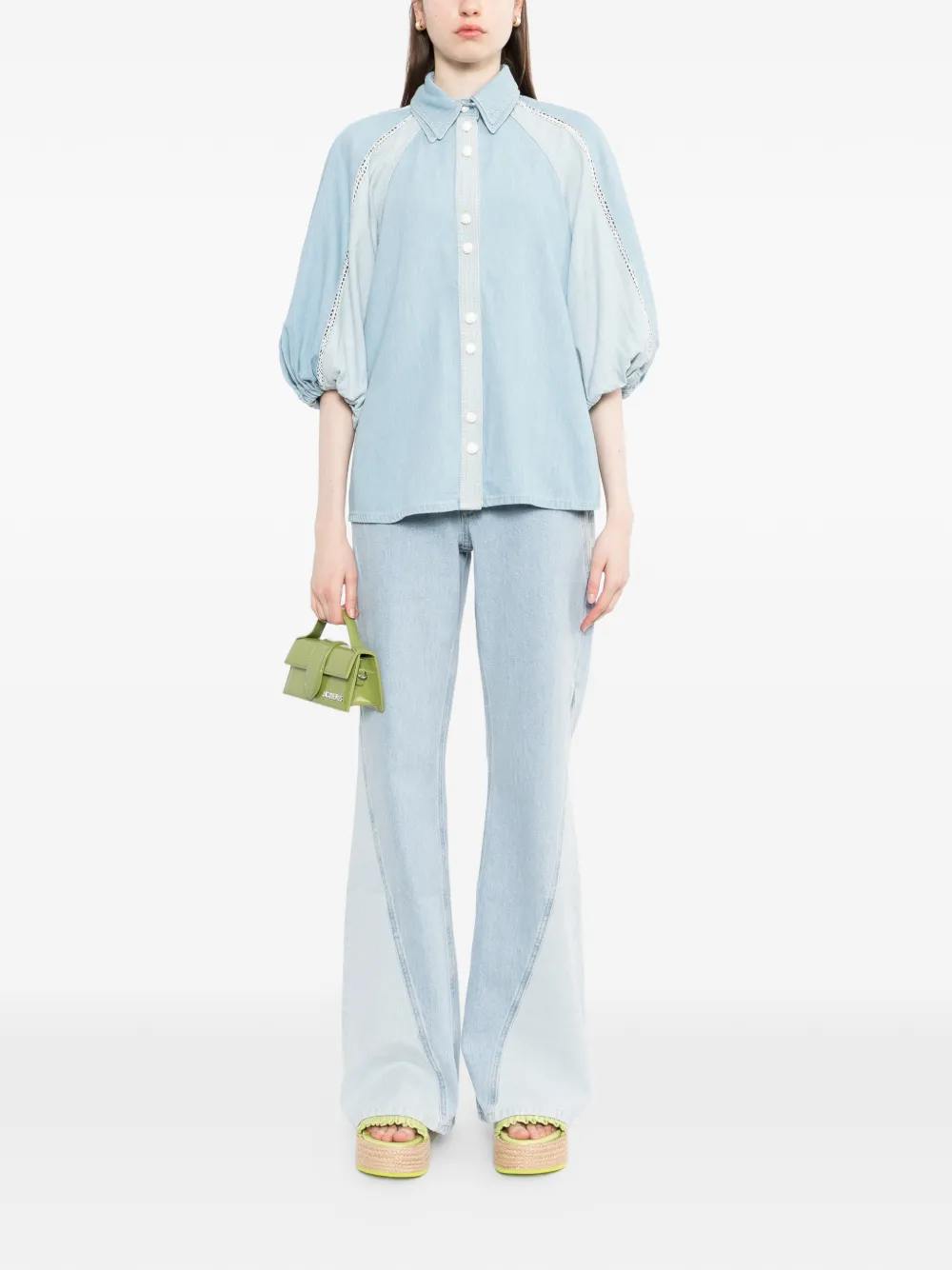  Farm Rio Lace Panelled Shirt - Blue 