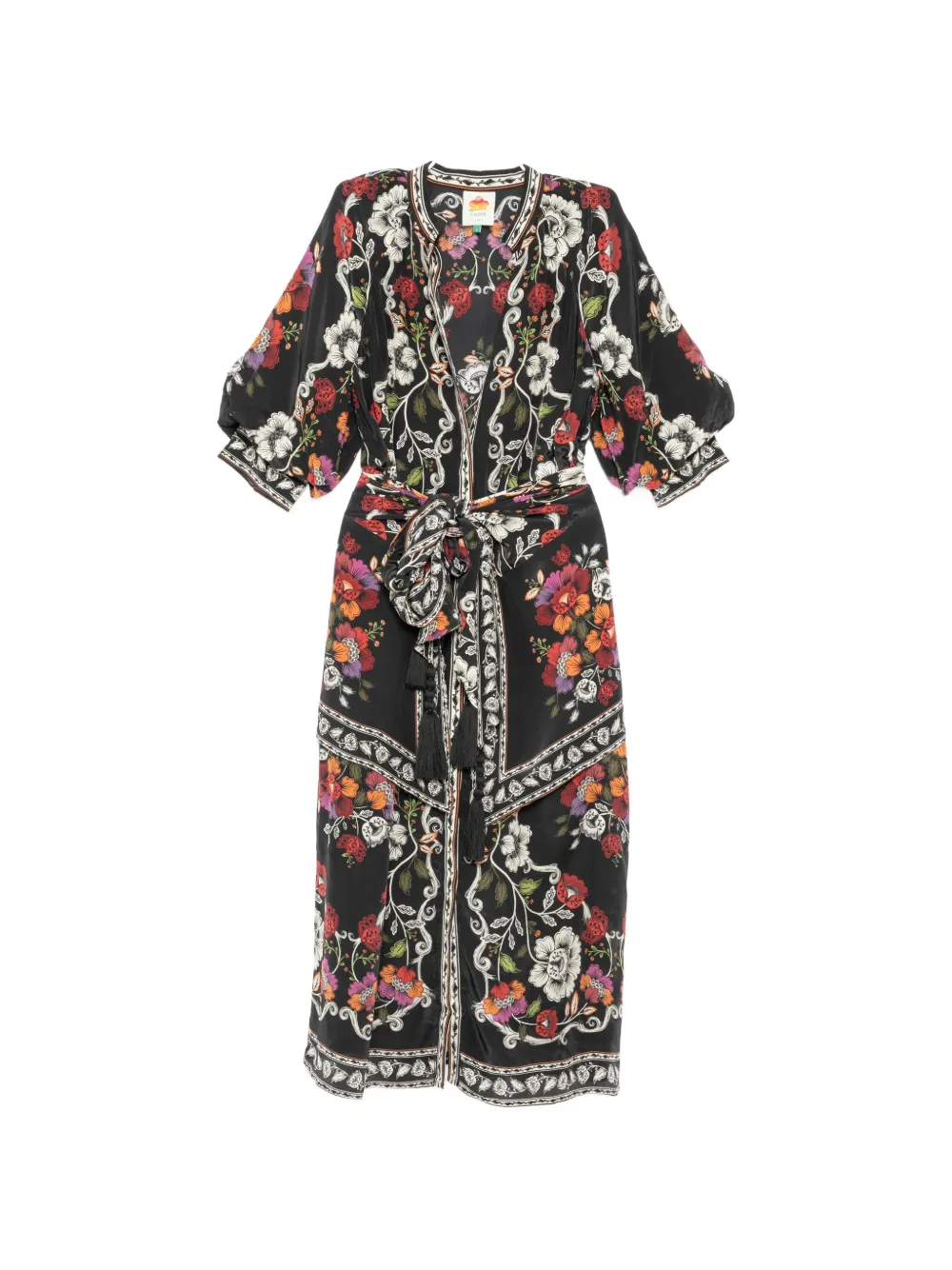 FARM Rio Rococo Flowers midi dress - Nero
