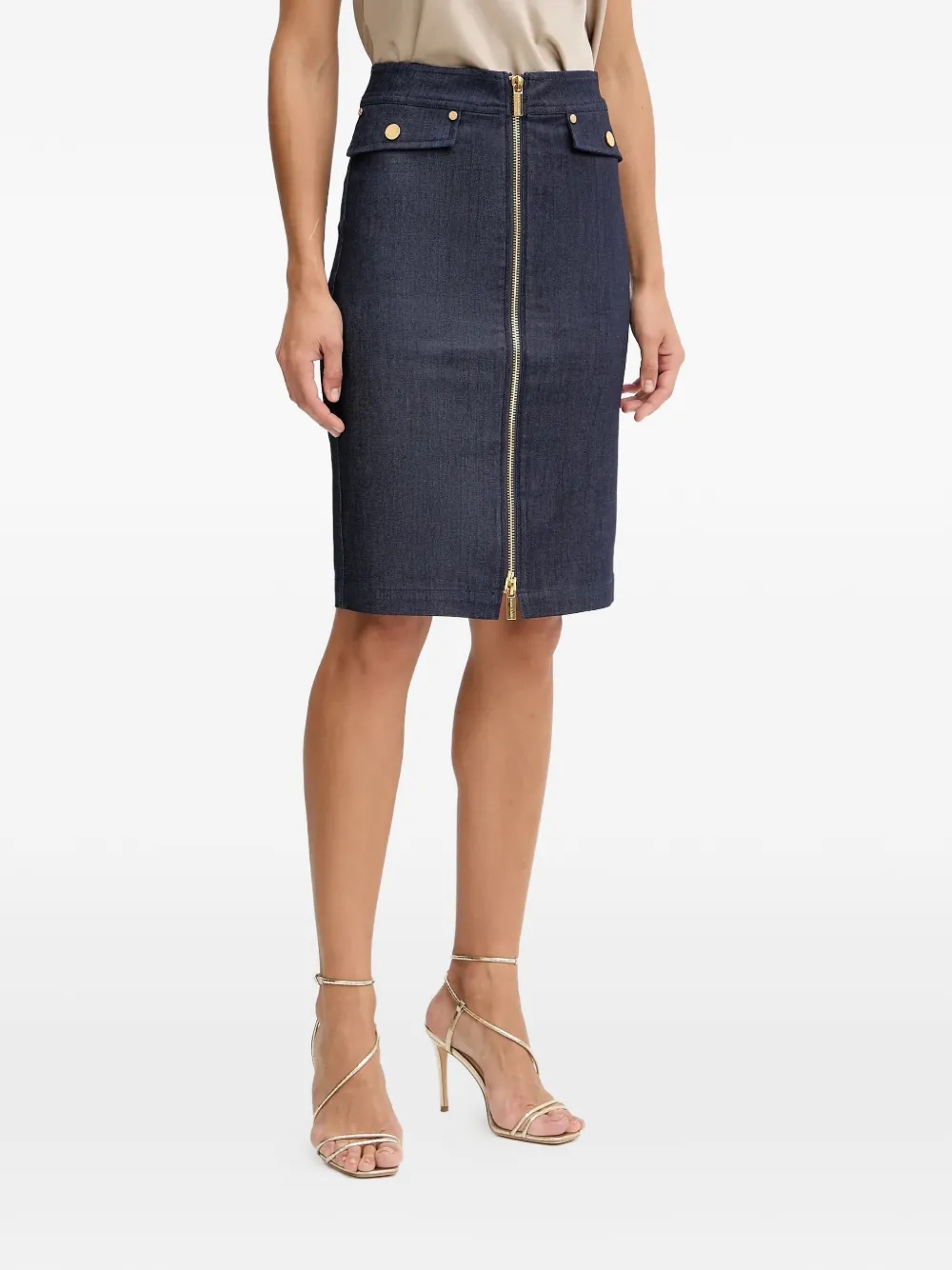 MARCIANO by GUESS zip midi skirt | Blue | Image 1