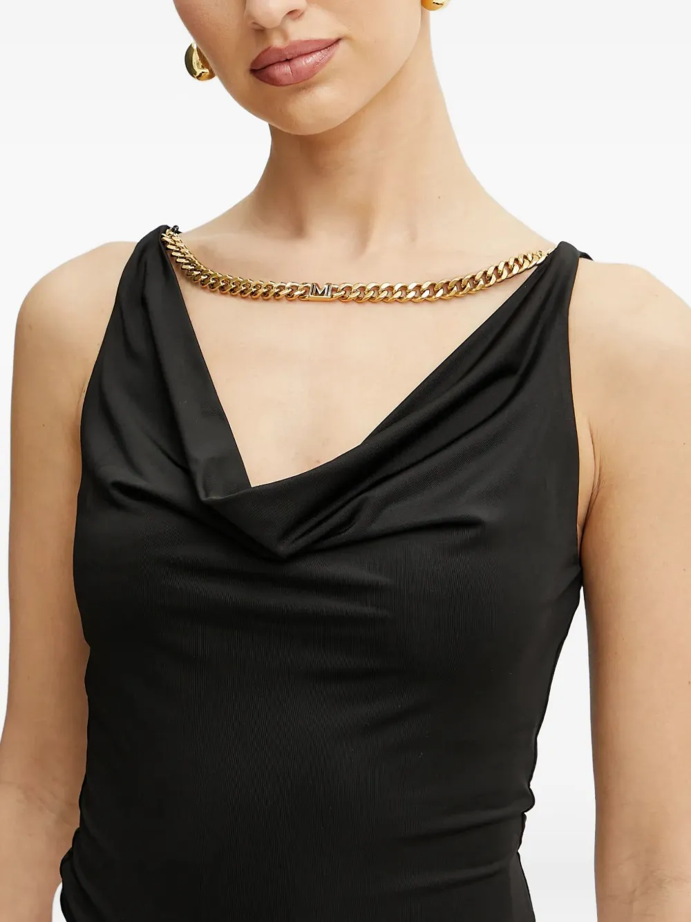 Guess Usa Chain-detail Cowl-neck Top In Black