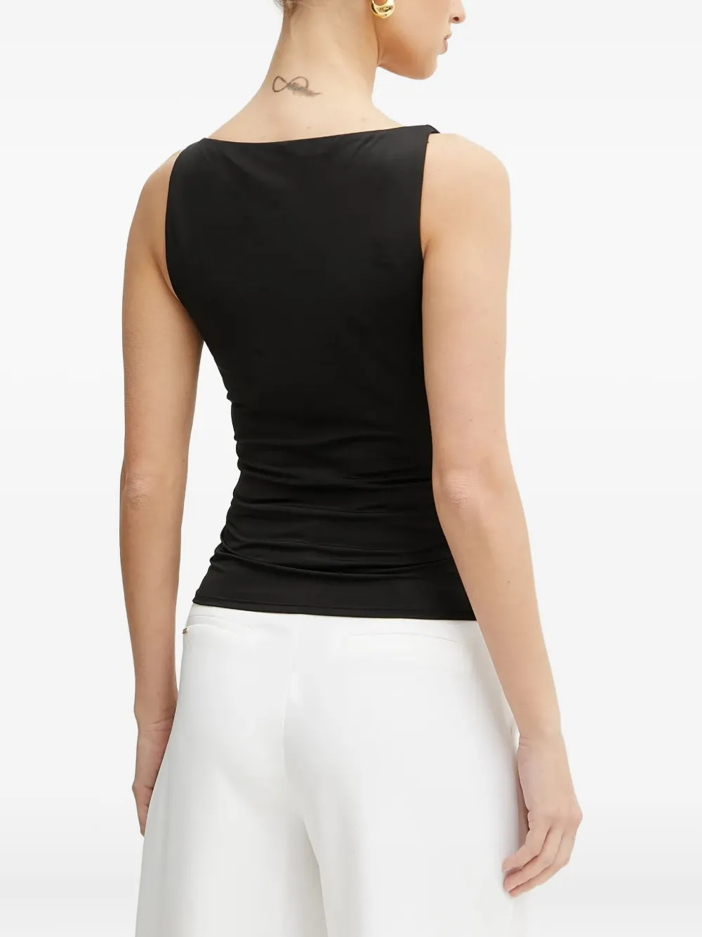 Guess Usa Chain-detail Cowl-neck Top In Black