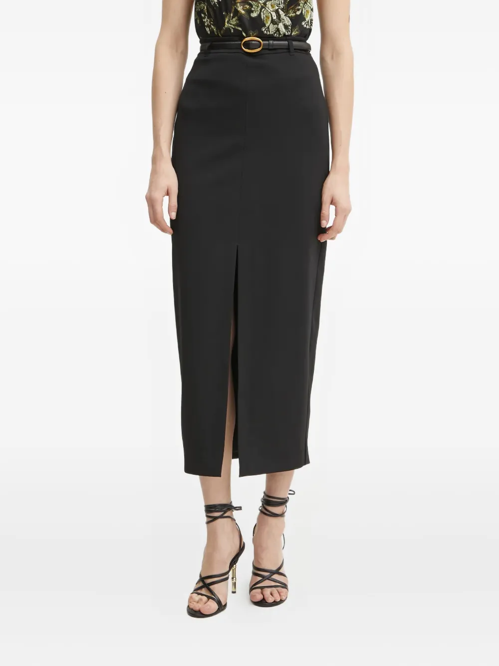 Marciano Slit-detail Midi Skirt In Black